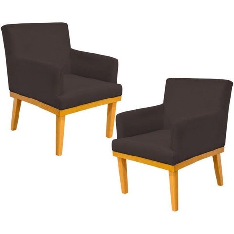 Kit 2 Poltronas Decorativas para Base Mel Beatriz W01 Corano Marrom - Lyam Decor