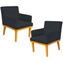 Ver imagem 1 de Kit 2 Poltronas Decorativas para Base Mel Beatriz W01 Suede Preto - Lyam Decor