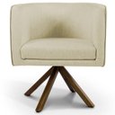 Ver imagem 3 de Kit 2 Poltronas Decorativa Base Giratória de Madeira Betina D02 Linho Bege C-129 - Lyam Decor