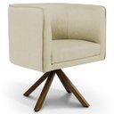 Ver imagem 2 de Kit 2 Poltronas Decorativa Base Giratória de Madeira Betina D02 Linho Bege C-129 - Lyam Decor