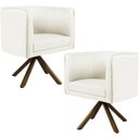 Ver imagem 1 de Kit 2 Poltronas Decorativa Base Giratória de Madeira Betina D02 Veludo Bege B-309 - Lyam Decor