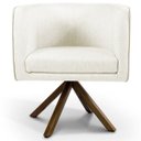 Ver imagem 3 de Kit 2 Poltronas Decorativa Base Giratória de Madeira Betina D02 Veludo Bege B-309 - Lyam Decor