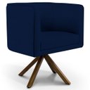 Ver imagem 2 de Kit 2 Poltronas Decorativa Base Giratória Madeira Betina D02 Veludo Azul Oxford B-304 - Lyam