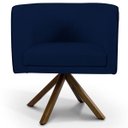 Ver imagem 3 de Kit 2 Poltronas Decorativa Base Giratória Madeira Betina D02 Veludo Azul Oxford B-304 - Lyam