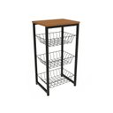 Ver imagem 2 de Fruteira para Cozinha com 3 Cestos 75x39cm Industrial Marrom/Canela/Preto Fosco
