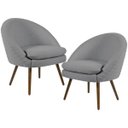 Ver imagem 1 de Kit 2 Poltronas Decorativas Fixa Pés Palito Rafa D02 Tressê Linho Cinza C-416 - Lyam Decor