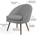 Ver imagem 5 de Kit 2 Poltronas Decorativas Fixa Pés Palito Rafa D02 Tressê Linho Cinza C-416 - Lyam Decor