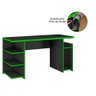 Mesa Gamer Com Suporte Headset E Nicho Para Cpu Preto/Verde - 3