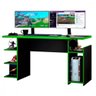 Mesa Gamer Com Suporte Headset E Nicho Para Cpu Preto/Verde - 1