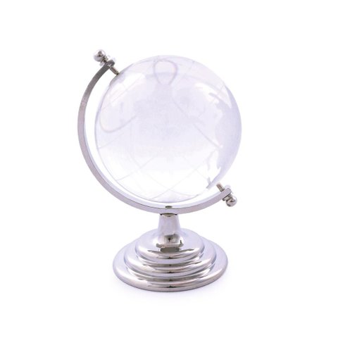 Globo Terrestre Decorativo Cristal Incolor 7,5x9x12cm