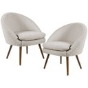 Ver imagem 1 de Kit 2 Poltronas Decorativas Fixa Pés Palito Rafa D02 Tressê Linho Bege C-107 - Lyam Decor