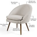 Ver imagem 5 de Kit 2 Poltronas Decorativas Fixa Pés Palito Rafa D02 Tressê Linho Bege C-107 - Lyam Decor