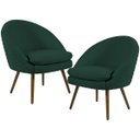 Ver imagem 1 de Kit 2 Poltronas Decorativas Fixa Pés Palito Rafa D02 Tressê Linho Verde Musgo C-117 - Lyam Decor