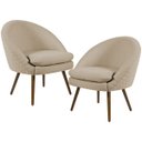 Ver imagem 1 de Kit 2 Poltronas Decorativas Fixa Pés Palito Rafa D02 Tressê Linho Bege C-129 - Lyam Decor