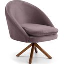 Ver imagem 1 de Poltrona Decorativa Base Giratória de Madeira Rafa D02 Veludo Rosê C-305 - Lyam Decor