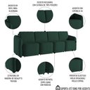 Ver imagem 3 de Sofá Cama Casal para Sala 396cm Polska K04 Veludo Verde - Mpozenato