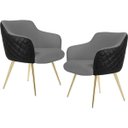 Ver imagem 1 de Kit 2 Poltronas Pés Palito D'Ouro Jade D02 Linho Cinza C-416 Tressê Corano Preto - Lyam Decor