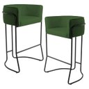 Ver imagem 1 de Kit 02 Banquetas Decorativas Fixa Base de Aço Preto Betina D02 Corano Verde B-89 - Lyam Decor