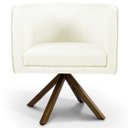 Ver imagem 3 de Kit 2 Poltronas Decorativa Base Giratória de Madeira Betina D02 Corano Bege C-26 - Lyam Decor