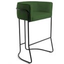 Ver imagem 2 de Kit 03 Banquetas Decorativas Fixa Base de Aço Preto Betina D02 Corano Verde B-89 - Lyam Decor