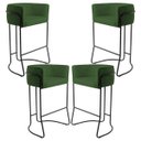 Ver imagem 1 de Kit 04 Banquetas Decorativas Fixa Base de Aço Preto Betina D02 Corano Verde B-89 - Lyam Decor