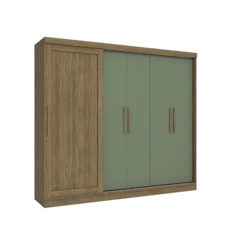 Guarda Roupa Casal 245cm 5 Portas 4 Gavetas N564 Kappesberg - Nogueira/verde Oliva