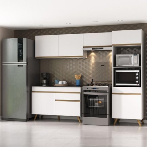 Armário de Cozinha Compacta 4 Peças Ml3868 Veneza Multimóveis - Branco