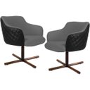 Ver imagem 1 de Kit 2 Poltronas Giratória Base X Jade D02 Linho Cinza C-416 Tressê Corano Preto - Lyam Decor
