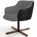 Ver imagem 2 de Kit 2 Poltronas Giratória Base X Jade D02 Linho Cinza C-416 Tressê Corano Preto - Lyam Decor