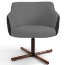 Ver imagem 3 de Kit 2 Poltronas Giratória Base X Jade D02 Linho Cinza C-416 Tressê Corano Preto - Lyam Decor