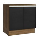 Ver imagem 1 de Balcão Armário de Cozinha 80 cm 2 Portas Rustic/Preto Glamy Madesa