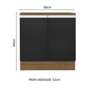 Ver imagem 3 de Balcão Armário de Cozinha 80 cm 2 Portas Rustic/Preto Glamy Madesa