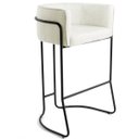 Ver imagem 5 de Kit 04 Banquetas Decorativas Fixa Base de Aço Preto Betina D02 Veludo Bege B-309 - Lyam Decor