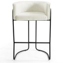 Ver imagem 3 de Kit 04 Banquetas Decorativas Fixa Base de Aço Preto Betina D02 Veludo Bege B-309 - Lyam Decor