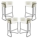 Ver imagem 1 de Kit 04 Banquetas Decorativas Fixa Base de Aço Preto Betina D02 Veludo Bege B-309 - Lyam Decor