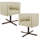 Ver imagem 1 de Kit 2 Poltronas Decorativas Giratória Base X Betina D02 Linho Bege C-129 - Lyam Decor