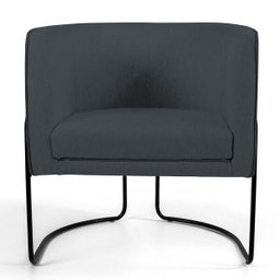 Poltrona Decorativa Fixa Base de Aço Preto Betina D02 Veludo Cinza B-317 - Lyam Decor - 3