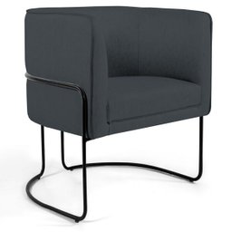 Poltrona Decorativa Fixa Base de Aço Preto Betina D02 Veludo Cinza B-317 - Lyam Decor - 1