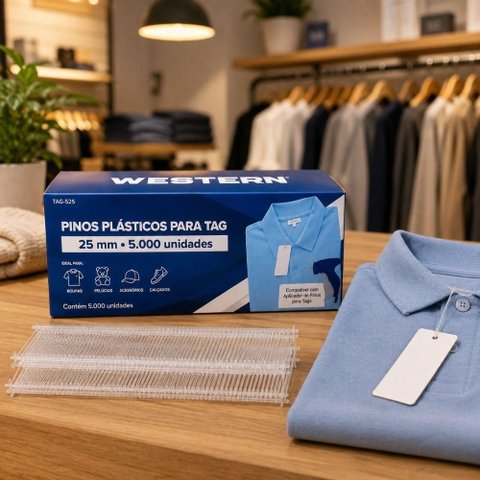 Pino Tag Pin Fixador 25mm 5000 Unidades Anti Furto Plastico Etiqueta Roupa Aplicador Trava Confeccao
