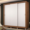 Ver imagem 1 de Guarda-Roupa Casal Madesa Lyon Plus 3 Portas de Correr 4 Gavetas com Pés Rustic/Branco Cor:Rustic/Br