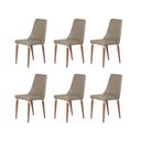 Ver imagem 1 de Kit de 6 Cadeiras de Madeira Maciça Estofada Lara - Natural C/ Pu Fendi - Champanhe
