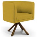 Ver imagem 2 de Kit 2 Poltronas Decorativa Base Giratória de Madeira Betina D02 Veludo Mostarda C-279 - Lyam