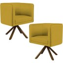 Ver imagem 1 de Kit 2 Poltronas Decorativa Base Giratória de Madeira Betina D02 Veludo Mostarda C-279 - Lyam