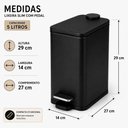 Ver imagem 7 de Lixeira Retangular Slim Soft com Pedal 5 Litros Tampa Fechamento Suave Silencioso Cesto de Lixo Luxo