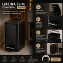 Ver imagem 6 de Lixeira Retangular Slim Soft com Pedal 5 Litros Tampa Fechamento Suave Silencioso Cesto de Lixo Luxo