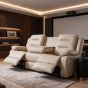 Ver imagem 2 de Poltrona Reclinável Elétrica 3 Lugares Cinema com Massagem Montelli L07 Couríssimo Bege - Lyam Decor