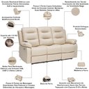 Ver imagem 4 de Poltrona Reclinável Elétrica 3 Lugares Cinema com Massagem Montelli L07 Couríssimo Bege - Lyam Decor