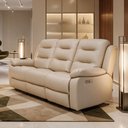 Ver imagem 1 de Poltrona Reclinável Elétrica 3 Lugares Cinema com Massagem Montelli L07 Couríssimo Bege - Lyam Decor