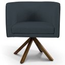 Ver imagem 3 de Kit 2 Poltronas Decorativa Base Giratória de Madeira Betina D02 Linho Chumbo C-465 - Lyam Decor