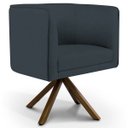 Ver imagem 2 de Kit 2 Poltronas Decorativa Base Giratória de Madeira Betina D02 Linho Chumbo C-465 - Lyam Decor